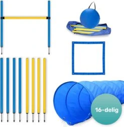 Agility Voor De Hond – 16 Delig – Agility Set – Hondentunnel – Horde – Slalom Palen – Honden Training Set – Honden Behendigheidsset – Agility Toestellen