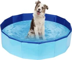 Opvouwbaar Hondenzwembad Blauw – Hondenbad 80 X 80 X 30 Cm – Zwembad Voor Honden En Andere Huisdieren – Verkoeling – Opvouwbaar – Dieren Zwembad – Camping