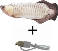 Interactieve Oplaadbare Bewegende Vis (Zilver Arowana) – Unieke “must Have” Voor Uw Kat / Hond
