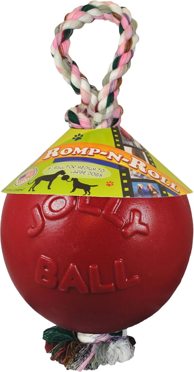 Jolly Ball Romp-n-Roll – Honden Speelbal Met Frisse Geur – Hondenspeelgoed Met Stevig Trektouw – Rood – Ø 10 Cm 3 Jolly Ball Romp-n-Roll – Honden Speelbal Met Frisse Geur – Hondenspeelgoed Met Stevig Trektouw – Rood – Ø 10 Cm